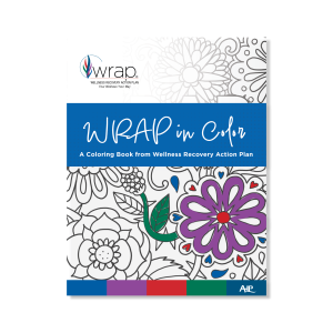 Wrap in Color coloring book with a half colored in floral design on the cover